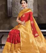 Maroon & Golden Crystal Silk Jacquard Traditional Saree