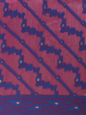 Wine Woven Cotton Poly Saree With Blouse 3