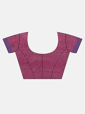 Wine Woven Cotton Poly Saree With Blouse 5