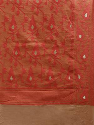 Brown Woven Cotton Poly Saree With Blouse 4