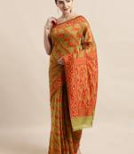 Mustard Woven Cotton Poly Saree With Blouse