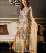 Golden Heavy Net Embroidered Designer Pakistani Suit