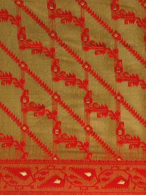 Mustard Woven Cotton Poly Saree With Blouse 3
