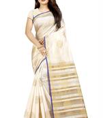 beige woven art silk saree with blouse