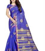 blue woven art silk saree with blouse