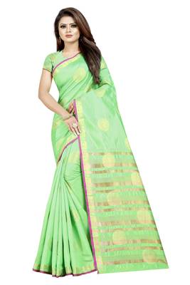 green woven art silk saree with blouse 1