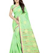 green woven art silk saree with blouse