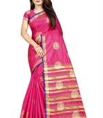 pink woven art silk saree with blouse
