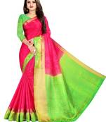 pink woven art silk saree with blouse