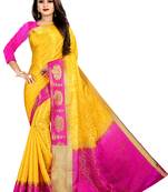 yellow woven art silk saree with blouse