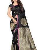 black woven art silk saree with blouse