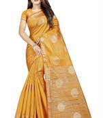 orange woven art silk saree with blouse
