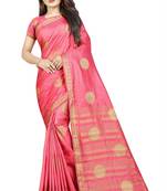 pink woven art silk saree with blouse