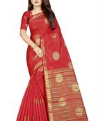 red woven art silk saree with blouse