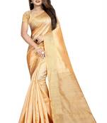 beige woven tussar silk saree with blouse