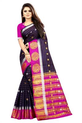 grey woven art silk saree with blouse 1