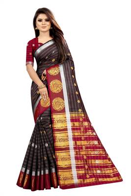 multicolor woven art silk saree with blouse 1