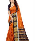 orange woven art silk saree with blouse