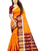 yellow woven art silk saree with blouse
