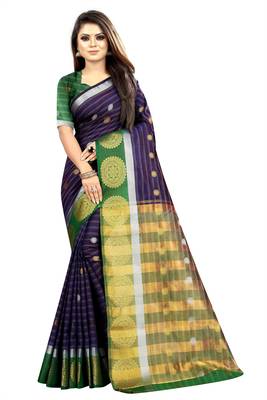 multicolor woven art silk saree with blouse 1