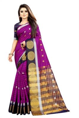 purple woven art silk saree with blouse 1