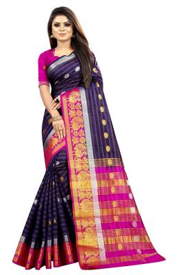 multicolor woven art silk saree with blouse 1
