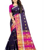 multicolor woven art silk saree with blouse