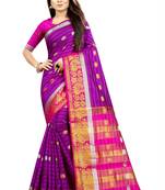 purple woven art silk saree with blouse