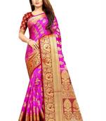 pink woven art silk saree with blouse