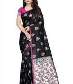 black woven art silk saree with blouse