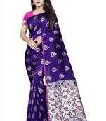 blue woven art silk saree with blouse
