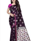 wine woven art silk saree with blouse