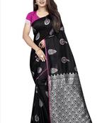 black woven art silk saree with blouse