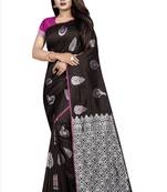 brown woven art silk saree with blouse