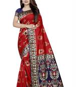 red woven art silk saree with blouse