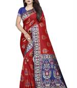 red woven art silk saree with blouse