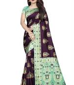 wine woven art silk saree with blouse