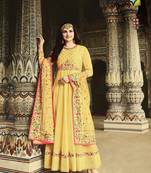 Yellow embroidered silk salwar