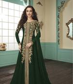 Dark-teal embroidered faux georgette salwar