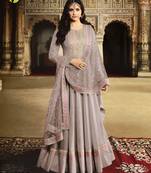 Light-purple embroidered silk salwar
