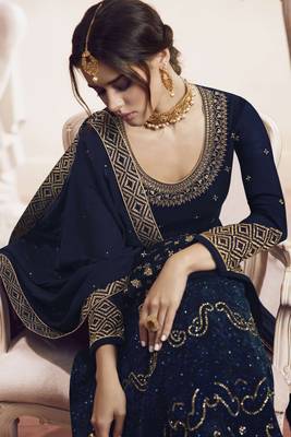 Blue embroidered faux georgette salwar 2