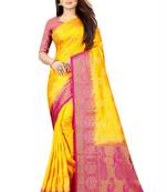 yellow woven art silk saree with blouse