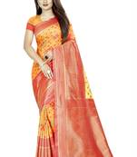 yellow woven art silk saree with blouse