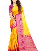 yellow woven art silk saree with blouse