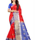 red woven art silk saree with blouse