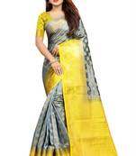 grey woven art silk saree with blouse