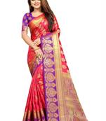 red woven art silk saree with blouse