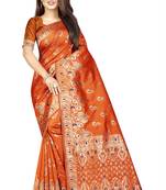 orange woven art silk saree with blouse