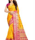 yellow woven art silk saree with blouse