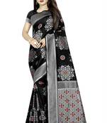 black woven art silk saree with blouse